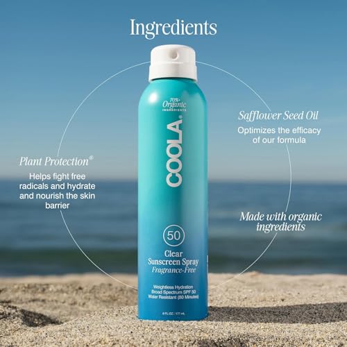 COOLA Organic Sunscreen SPF 50 Sunblock Spray, Dermatologist Tested Skin Care for Daily Protection, Vegan and Gluten Free, Fragrance Free, 6 Fl Oz - Image 6