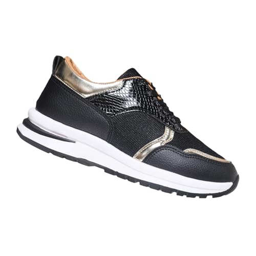 Zapatillas deportivas para mujer, ligeras, con plataforma y cojín de aire, antideslizantes, elegantes, con bloques de color, informales, de piel y panel de malla, adecuadas para entrenamientos diarios
