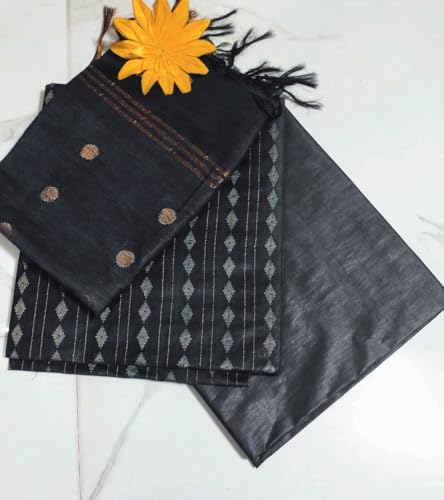 Image of STB-SILK TEXTILES BHAGALPUR Women's Bhagalpuri Cotton Silk Unstitched Salwar Suit Dress Material With Dupatta