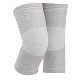 Sieafan Bamboo Charcoal Knee Sleeve - Bamboo Compression Knee Sleeve for Men and Women - Elastic Warm Knee Brace for Arthritis(Gray, Large)
