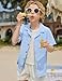 Arshiner Boys Short Sleeve Button Down Shirt Texture Summer Beach Vacation Shirt 11-12 Years Light Blue