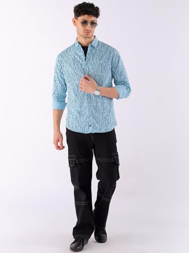 Image of The Indian Garage Co Men Cotton Regular Fit Full Sleeves Spread Collar Casual Shirt