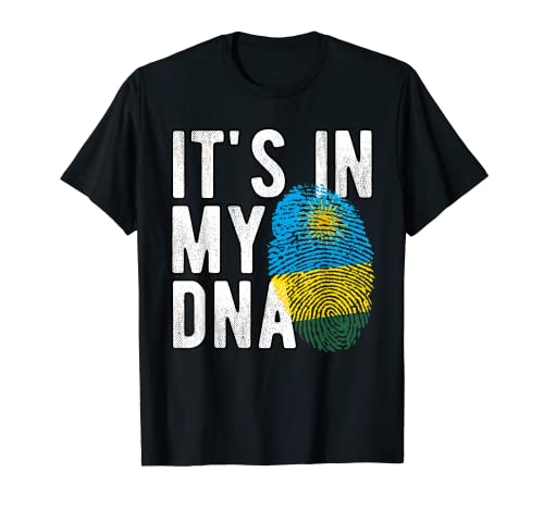 Funny It's in my DNA Ruanda bandera huella dactilar Camiseta