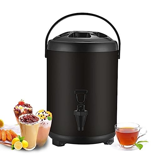 Hervidor eléctrico Inteligente de ebullición rápida, dispensador de Agua Caliente de Acero Inoxidable de 6/8/10/12 L, Calentador de café con Tapa y Grifo, Cubo para té y Leche con Aislamiento (Negro,