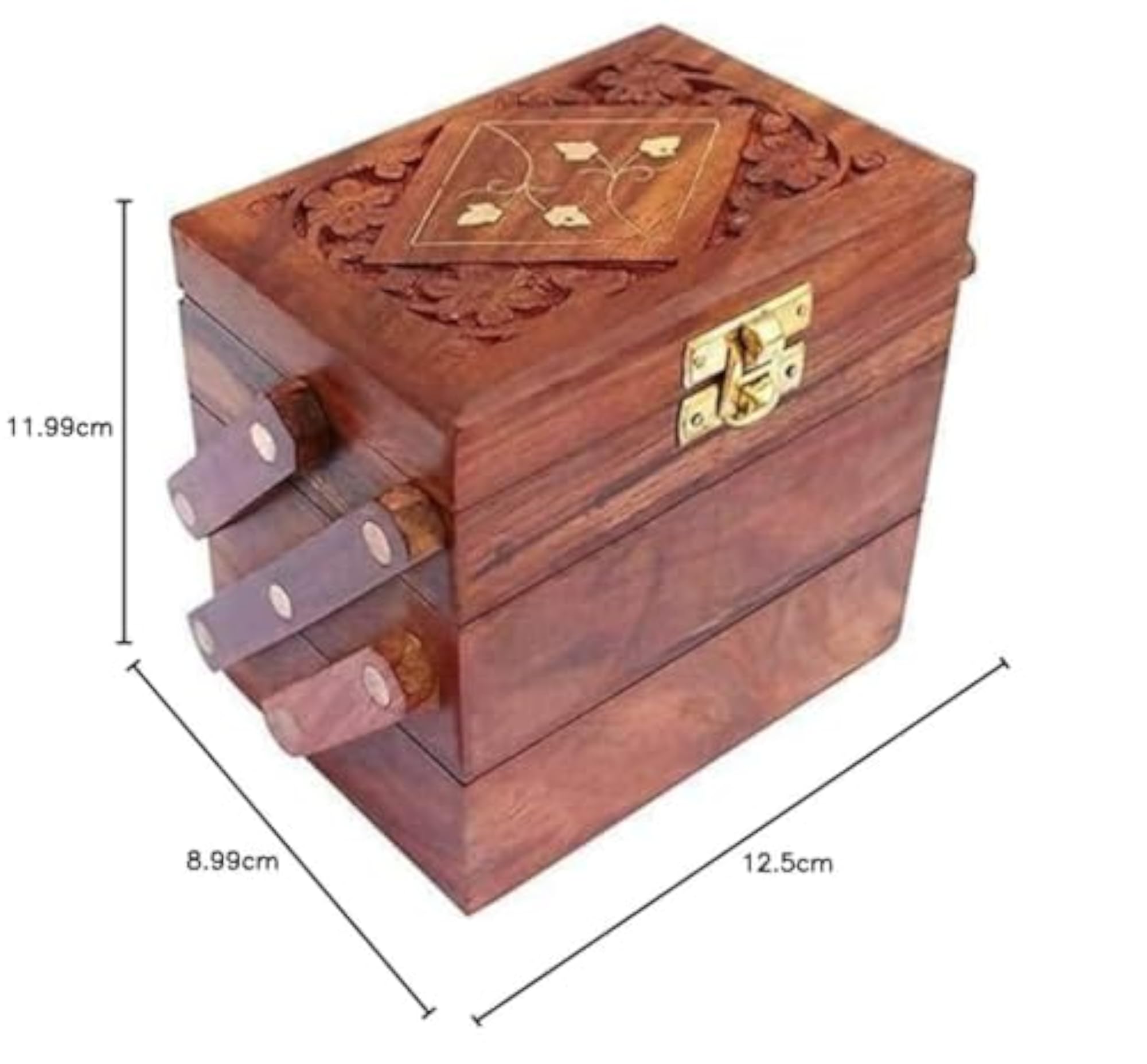 Big Wooden Box for Jewellery, Elegant Storage Organizer