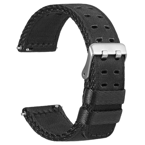 Image of WOCCI Double Holes Nylon Watch Bands, Silky Nylon Straps, Quick Release, Compatible Watch Lug Width 18mm 20mm 22mm