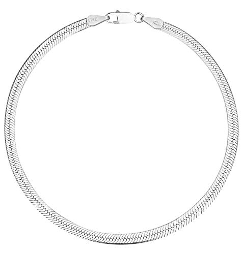 Savlano 925 Sterling Silver Herringbone Flat Snake Magic Chain Bracelet For Women & Men - Made in Italy Comes With a Gift Box