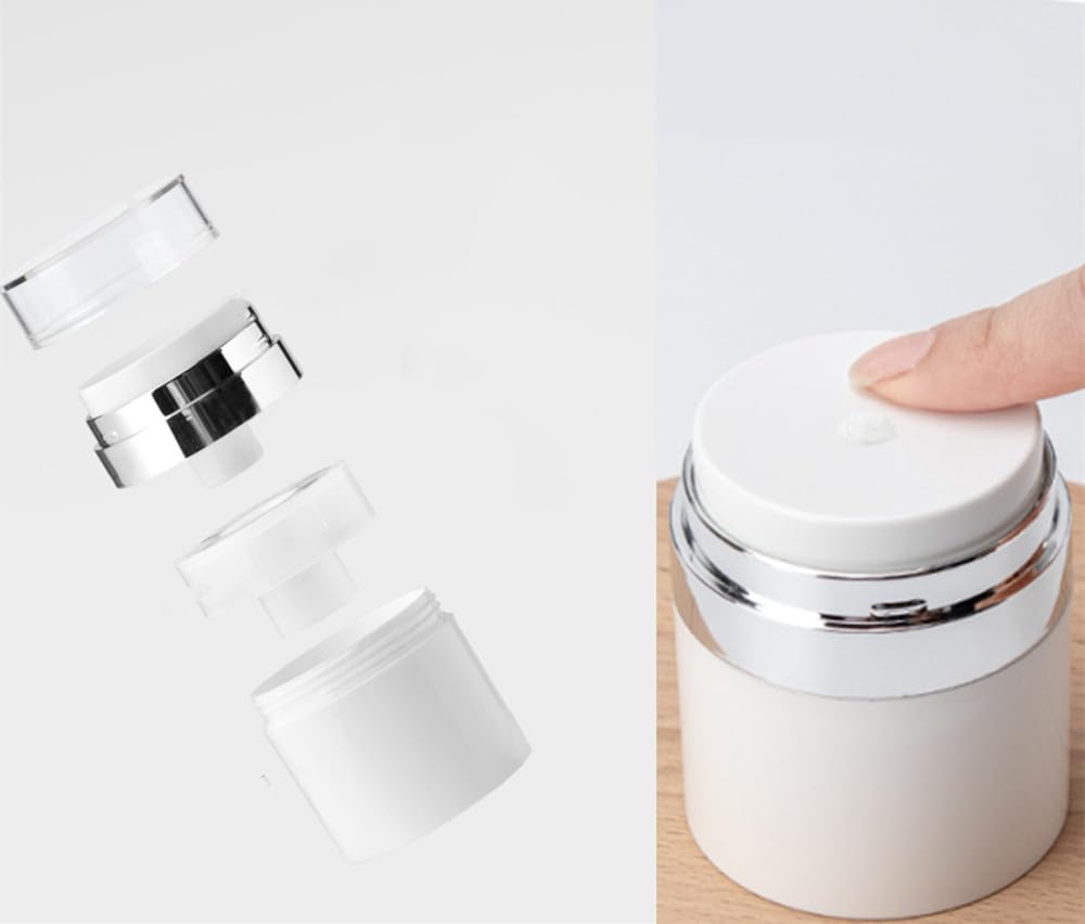 Dispenser di pompa airless, 50 ml, crema ricaricabile, contenitore cosmetico, bottiglia sottovuoto portatile con coperchio per viaggi
