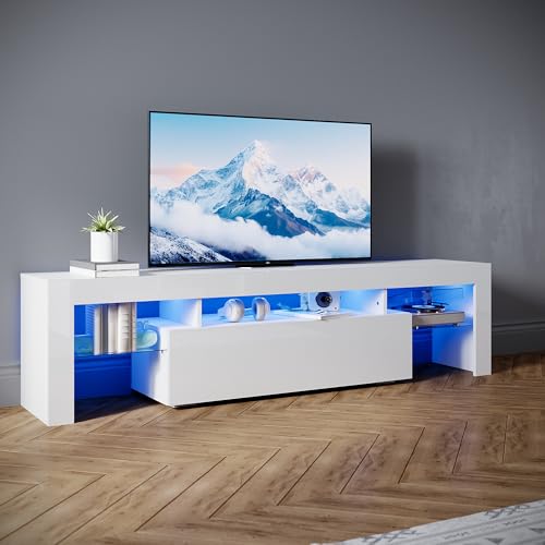 SONNI Mueble TV Sálon Blanco con Luces