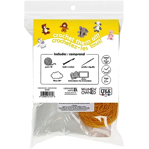 Image of LEISURE ARTS - Crochet Kits, Friends Lorenzo Lion, 3 inch, Crochet Kit for Beginners, Complete Kit, Animal Kits, Animal Kit, DIY Amigurumi Kits