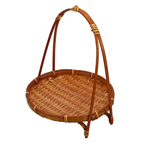 MUCKLILY Woven Dessert Fruit Basket with Handle Rustic Food Organizer for Kitchen Storage Design for Serving and Display