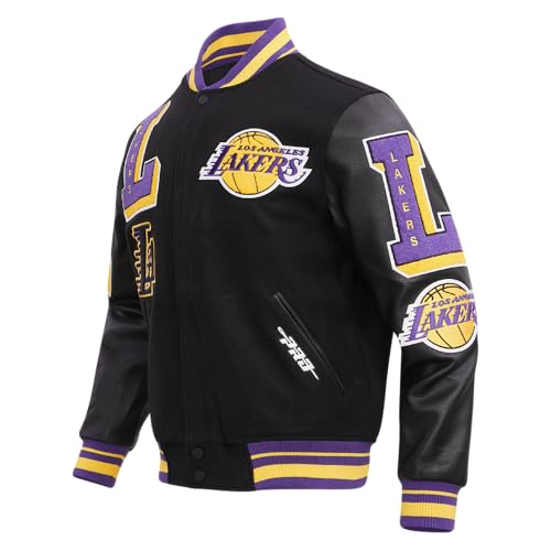 Pro Standard MENS NBA LOS ANGELES LAKERS MASH UP VARSITY JACKET BLACK/PURPLE S - Image 3