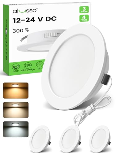 ALUSSO Lot de 3 spots LED encastrables 12V pour meubles cuisine salle de bain caravane et camping-car - Puissance de 4W, équivalent à 40W incandescence -...