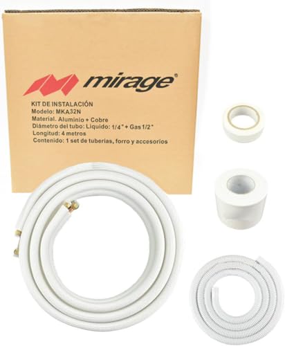 Opiniones y reviews de Aire Acondicionado Mirage 1 Tonelada al mejor precio. 40 Kit de Instalación para Minisplit, 4 Metros, Aluminio y Cobre, 1/4' y 1/2', 1-1.5 Toneladas. Mirage MKA32N