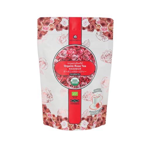 Suwirun Organic Rose Tea 25 Bags – 100% Pure Rose Petals – Delicate Floral Aroma, Naturally Caffeine-Free – Relaxing Herbal Tea, Enjoy Hot or Cold