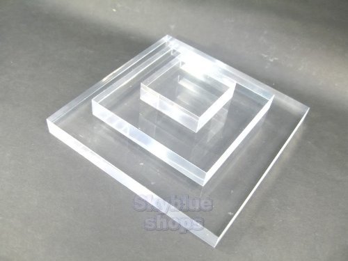 Clear Acrylic Display Platform, Square, Pack of 3 pieces, Ideal for Jewelry Hobby Collectible Product