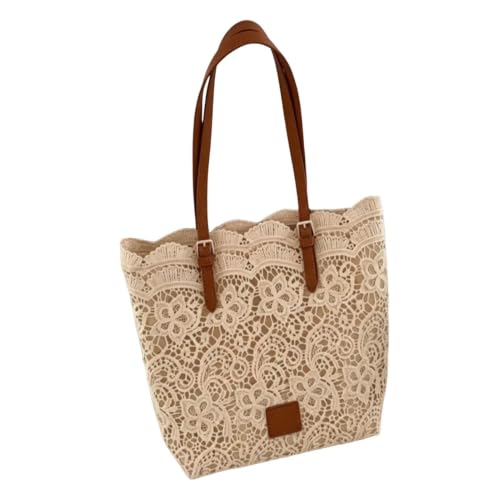 Boho Bag | Fecho Magnético Grande em Renda Fashion | Mochila Feminina Ombro Praia Tote - para Verão na Praia Fim de Semana Camping Festa Compras