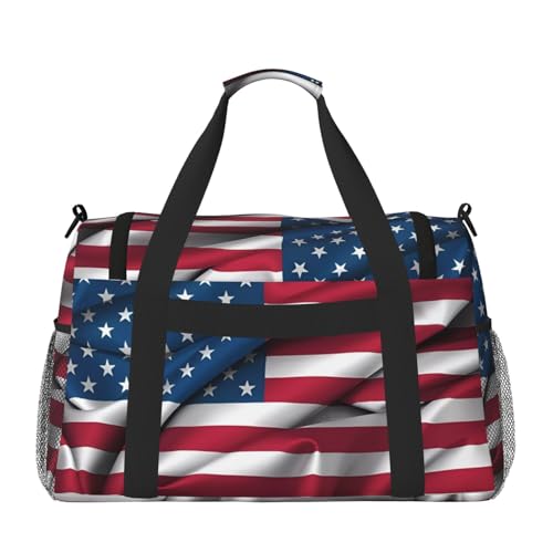 Large Travel Duffel Bag,American Flag Print Men Sports Tote Gym Bag,Shoulder Weekender Handbag Overnight for Women2