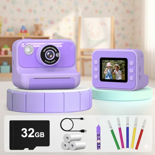 Kids Camera Instant Print, 14MP Kids Instant Print Camera for Kids with 32GB Card & 3 Rolls Paper, Kids Digital Camara Toys Gifts for Boys & Girls Age 3-10 - Image 6
