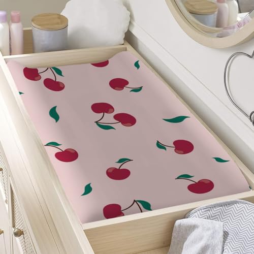 Baby Changing Pad Cover 1 Pack red Cherry Pattern Changing Table Cover