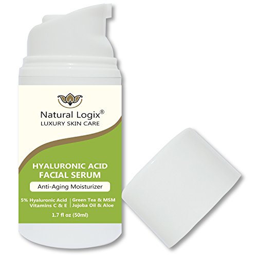 Natural Logix Hyaluronic Acid Anti-Aging Serum with Vitamins C+E - Intense Hydration + Moisturizer, Activates Collagen Production For Youthful & Radiant Skin, for Men & Women, 70% Organic 1.7 fl oz