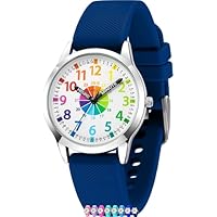 SIMSAM Montre Enfant Garcon, Montre Enfant Fille 4, 5, 6, 7, 8, 9, 10, 11, 12 Ans, Montres Garçons Fille Pédagogique, Analogique - Bleu Marine