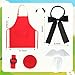 Kyson Kids Chef Costume Kit-5 Pcs Eyeglasses,Fake Mustache,Bowtie,Red Apron,Cane-Fast Food Themed Party Halloween Dress Up (Set A(6 Pcs))