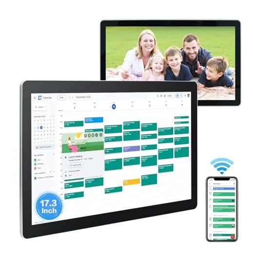 TouchWo 17.3 inches Touchscreen Digital Calendar & Wall Planners, Smart Whiteboard Calendar for Chore Chart & Work Schedule, Built in Speakers and Camera, Include Wall Mount & Desk Stand