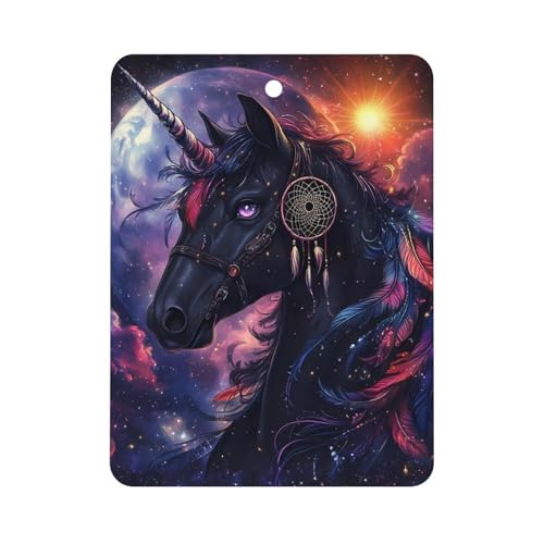 Un-icorn Black Horse Fantasy Car Air Freshener Hanging Aromatherapy Tablets for Car Accessories Square