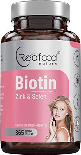 BIOTIN FÜR FRAUEN + ZINK + SELEN FÜR HAARE HAUT UND FINGERÄGEL · HOCHDOSIERT · BIOTIN HAARWUCHS 365 KAPSELN IN DEUTSCHER PREMIUM QUALITÄT