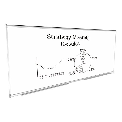 Image of Learniture Porcelain Steel Magnetic Dry Erase Board /Whiteboard w /Aluminum Frame & Map Rail (10' W x4' L)
