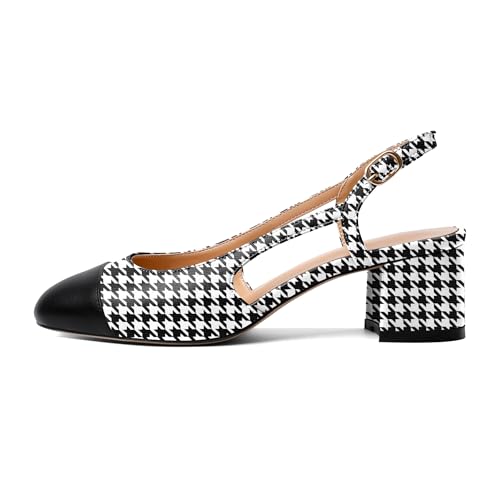 Esvowido Women's Slingback Block Chunky Heels Ankle Straps Low Heels 2 Inch Cap Toe Womens Comfort Sexy Fashion Shoes2