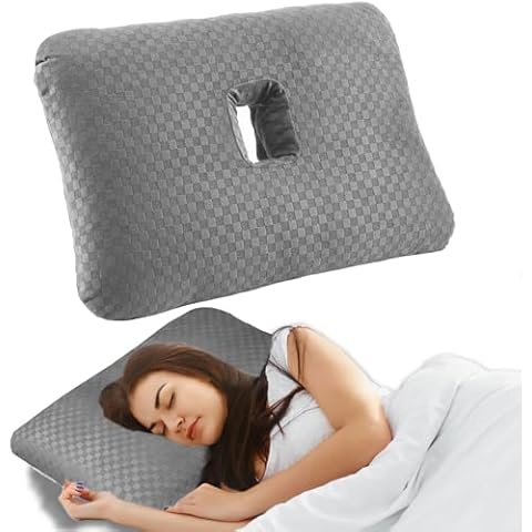 Wuronsa Ear Pillow with Ear Hole for CNH and Ear Pain Ear Inflammation Pressure Sores, Side Sleeping Pillow Ear Guard Pillow | Ear Piercing Protection Pillow| Support earplugs for Sleep (Light Grey) Cover