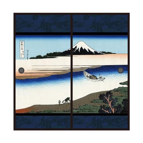 アサヒペン ふすま紙 葛飾北斎 2枚1組 幅91cm×長さ182cm 水で貼る 浮世絵 襖紙 (武州玉川)