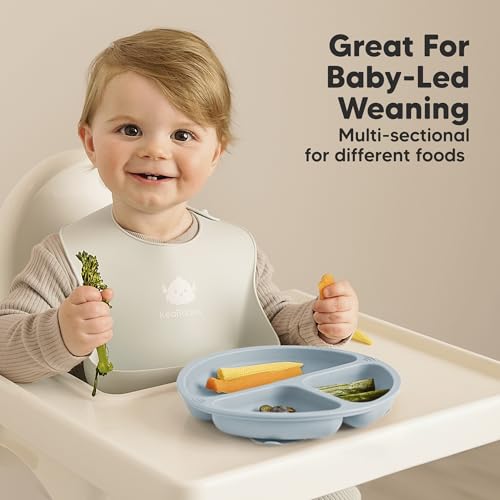 KeaBabies Suction Plates with Lids (3-pack, Divided, Silicone) — view 8