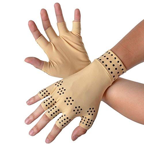 RZJZGZ Gants de compression pour l'arthrite - Gants magnétiques - Anti-arthrite - Thérapie thérapeutique - Soulagement de la douleur à la main - Soulage les articulations - Couleur chair