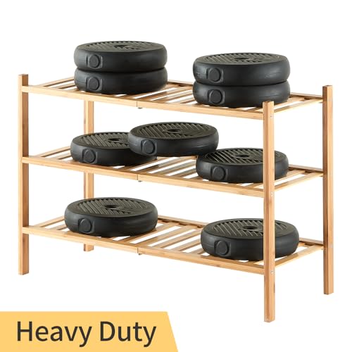 Image of 6-Tier Bamboo Shoe Rack for Entryway, Stackable | Heavy Duty | Multi-Function, Free Standing Shoe Racks for Bedroom Hallway Closet