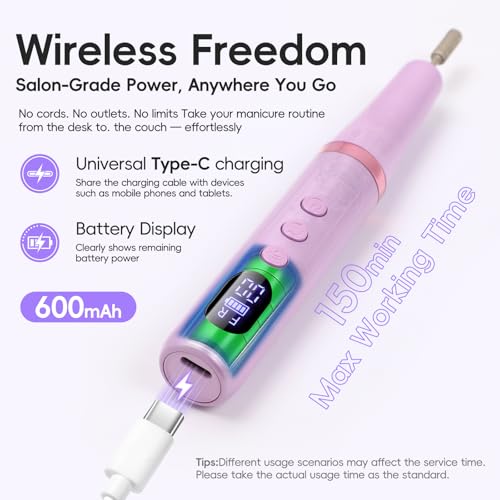 PEACECOLOR Cordless Electric Nail Drill File Kit Long-Lasting Rechargeable - image 4