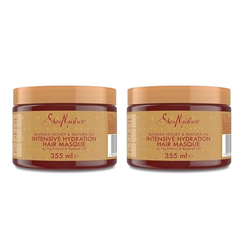SheaMoisture Mascarilla Capilar Hidratación Intensiva para cabello seco y dañado con Miel de Manuka y Aceite de Mafura sin siliconas 2 x 355 ml