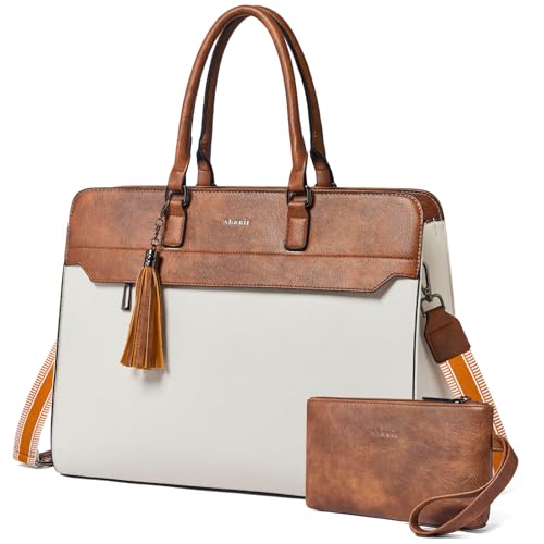 Image of Shrrie 15.6 inches Laptop Bag for Women,Water-Resistant Work Bag Laptop Tote Bag,Briefcase with Satchel Purse