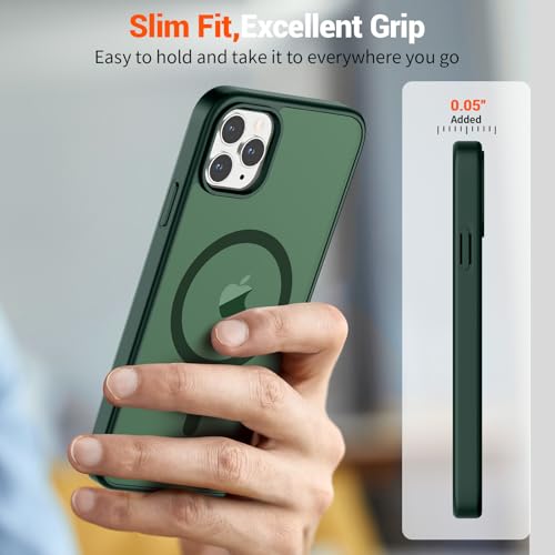 Image of SUPFINE Magnetic for iPhone 11 Pro Max Case Forest Green | (Compatible with MagSafe)(Military Grade Drop Protection)Shockproof Translucent Matte Phone Cover