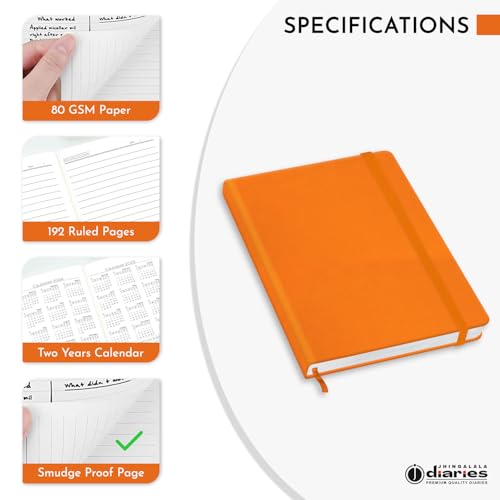 Image of Jhingalala Diaries - Hardbound Leather Cover Pocket Size Corporate Executive Diary Notebook I Pocket Diary For Men and Women I A6 Size I 80gsm Paper I 192 Ruled Pages (Orange)