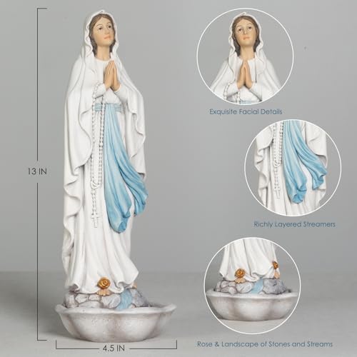 Estatua Virgen María Nuestra Señora de Lourdes 13 pulgadas miniatura 2