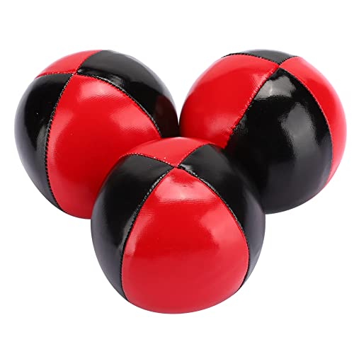 PLAYZOCO 3 Pelotas de Malabares de 63 mm, Set de 3 Pelotas Malabares con Bolsa de Transporte roja, Fácil Agarre, Revestimiento Impermeable y Acolchado ecológico, Apto para niños y Adultos, Rojo-Negro