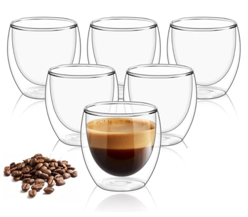 Kit Copos Parede Dupla de Vidro 100 ml Cafe Cha Copo Duplo Isolante Térmico (6)