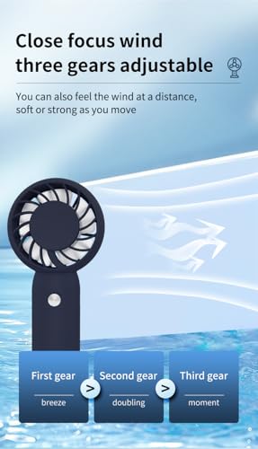 Image of Electric Handheld Fan portable with USB rechargeable Battery (BLUE2)
