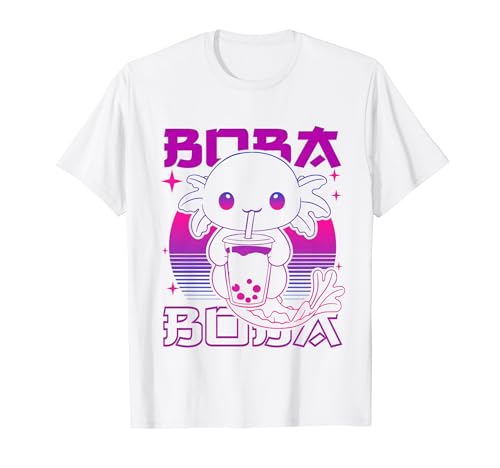 Kawaii Axolotl Boba Giapponese carino estetica Anime Ragazza Adolescenti Maglietta