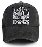 Dog Mom Gifts for Women,Adjustable Cotton Embroidered Just A Girl Who Loves Dogs Baseball Cap,Mother's Day Birthday Gifts for Dog Lover Wommen,Sister,Daughter Black