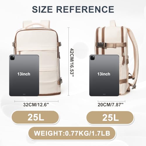 Image of coowoz Travel Backpack For Women Men,Carry On Backpack,Hiking Backpack Outdoor Sports Rucksack Casual Daypack travel essentials(Beige Brown)
