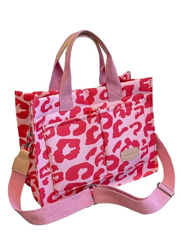 Image of Cherry Tote Bag for Women Canvas Patched Purse Cute Shoulder Bag Multi-Pocket Satchel Handbag for work travel